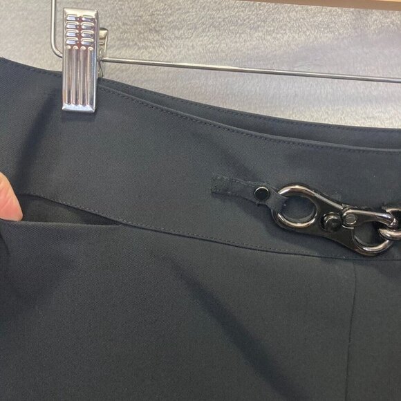 Per Se by Carlisle Pleated A-Line Skirt Womens Size 10 Black Buckle Stretch EUC - Picture 9 of 10